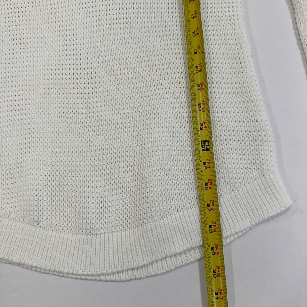 Banana Republic Open Knit Sweater‎ Womens Size M White Split Neck | Coastal - Picture 7 of 7